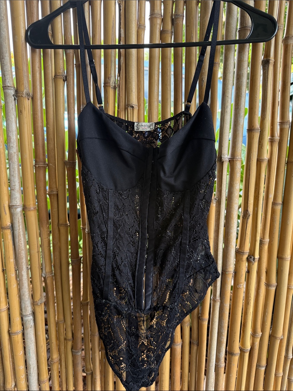 Black Lace Bodysuit Chemise with Sculpted Cups